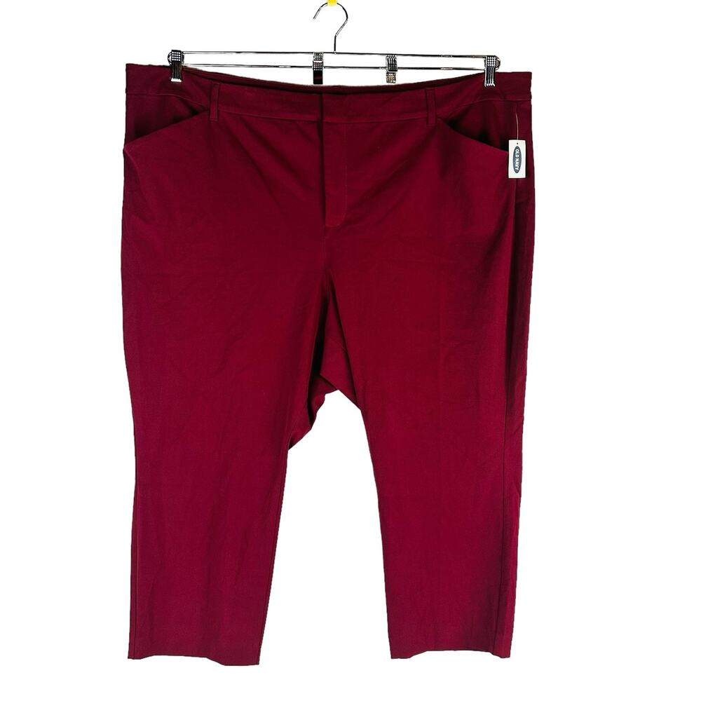 New Old Navy Womans Sz 30 Plus Short Pixie Pants Wine Ankle Stretch NWT
